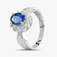 Pre-Owned Platinum 1.74ct Sapphire & 0.40ct Brilliant Cut Diamond Cluster Ring 4336297