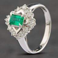 Pre-Owned Platinum 0.34ct Emerald & 0.45ct Diamond Cluster Ring 43371009