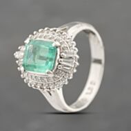 Pre-Owned Platinum 1.32ct Emerald & 0.50ct Diamond Rectangular Cluster Ring 43371068