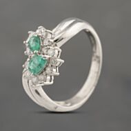 Pre-Owned Platinum 0.38ct Emerald & 0.32ct Brilliant Cut Diamond Pear Shape Double Cluster Ring 43371072