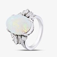 Pre-Owned Platinum Certificated 3.64ct Opal & 0.51ct Diamond Oval Dress Ring 43381012