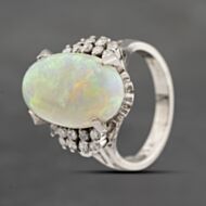 Pre-Owned Platinum 5.12ct Opal & 0.29ct Diamond Oval Dress Ring 43381016