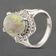 Pre-Owned Platinum 2.96ct Opal & 0.52ct Diamond Oval Cluster Ring 43381020