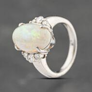 Pre-Owned Platinum 5.13ct Opal & 0.29ct Diamond Oval Dress Ring 43381029