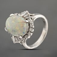 Pre-Owned Platinum 4.91ct Opal & 0.44ct Diamond Oval Cluster Ring 43381035