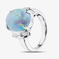 Pre-Owned Platinum 6.02ct Black Opal & 0.70ct Baguette Cut Diamond Oval Dress Ring 43381037