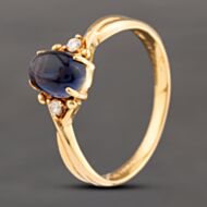 Pre-Owned 18ct Yellow Gold Cabochon Lolite & 0.04ct Brilliant Cut Diamond Three Stone Ring 43391000