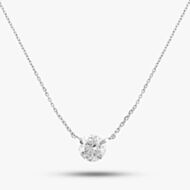 Pre-Owned 14ct White Gold 0.72ct Brilliant Cut Diamond Pendant & 16-18 Inch Trace Chain 4314155117