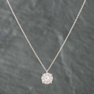 Pre-Owned Platinum 0.47ct Brilliant Cut Diamond Round Cluster Pendant & 16-18 Inch Trace Chain 43141572