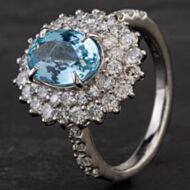 Pre-Owned Platinum 2.08ct Aquamarine & 1.31ct Diamond Ring 4340013