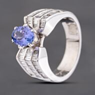 Pre-Owned 14ct White Gold Tanzanite & 0.75ct Baguette Cut Diamond Dress Ring 43411030