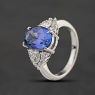 Pre-Owned Platinum 3.76ct Tanzanite & 0.78ct Diamond Oval Dress Ring 43411036