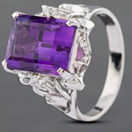 Pre-Owned Platinum Amethyst & 0.06ct Brilliant Cut Diamond Dress Ring 43421004