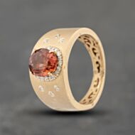 Pre-Owned 9ct Yellow Gold Tourmaline & 0.26ct Diamond Frosted Oval Cluster Ring 43461002