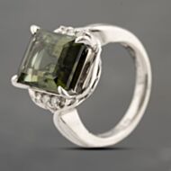 Pre-Owned Platinum 8.04ct Green Tourmaline & 0.16ct Diamond Rectangular Dress Ring 43461003