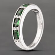 Pre-Owned 14ct White Gold 0.62ct Tsavorite Garnet & 0.12ct Diamond Half Eternity Ring 43471004
