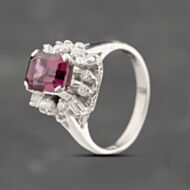 Pre-Owned Platinum 2.25ct Garnet & 0.56ct Diamond Rectangular Cluster Ring 43471011