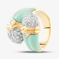 Pre-Owned 18ct Yellow Gold Turquoise & 0.62ct Diamond Crossover Dress Ring 43491000