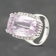 Pre-Owned Platinum 24.5ct Kunzite & 0.28ct Diamond Oblong Cushion Shape Cluster Ring 43501000