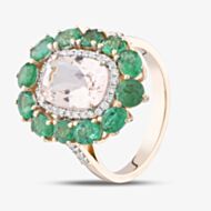 Pre-Owned 18ct Rose Gold Multi Stone & Brilliant Cut Diamond Oval Cluster Ring 43501010