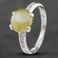 Pre-Owned 18ct White Gold 2.86ct Cabochon Chrysoberyl Cats Eye & 0.06ct Brilliant Cut Diamond Dress Ring 43511000