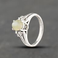 Pre-Owned Platinum Chrysoberyl Cats Eye & 0.12ct Diamond Dress Ring 43511002
