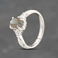 Pre-Owned Platinum 1.49ct Cats Eye & 0.09ct Trillion Cut Diamond Oval Shoulder Set Solitaire Ring 43511005