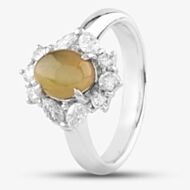 Pre-Owned Platinum 1.98ct Chrysoberyl Cats Eye & 0.61ct Diamond Cluster Ring 435115738