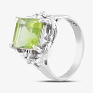 Pre-Owned Platinum 4.12ct Peridot & 0.09ct Brilliant Cut Diamond Dress Ring 4354013