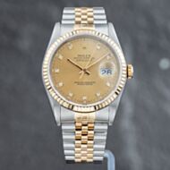 Pre-Owned Rolex Mens Datejust Gold Dial Two Colour Bracelet Watch 16233