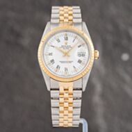 Pre-Owned Rolex Mens Datejust White Dial Two Colour Bracelet Watch 15223