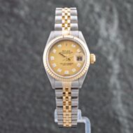 Pre-Owned Rolex Ladies Datejust Gold Dial Two Colour Bracelet Watch 79173