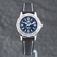 Pre-Owned Breitling Ladies Colt Black Leather Strap Watch A77387