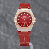 Pre-Owned OMEGA Ladies Constellation Red Leather Strap Watch 131.23.29.20.99.002