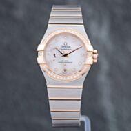 Pre-Owned OMEGA Ladies Constellation Petite Seconde Silver Dial Silver Bracelet Watch 12725272055001