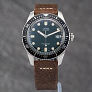 Pre-Owned Oris Mens Divers Sixty Five Brown Leather Strap Watch 01 733 7720 4055