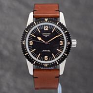 Pre-Owned Longines Mens Skin Diver Brown Leather Strap Watch L2.822.4.56.2