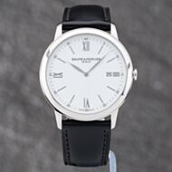 Pre-Owned Baume & Mercier Mens Classima Black Leather Strap Watch 10526