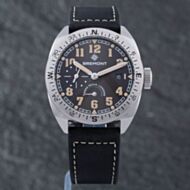 Pre-Owned Bremont Mens Terra Nova Turning Bezel Power Reserve Black Leather Strap Watch TN40-PWR-SS-BK-L-S