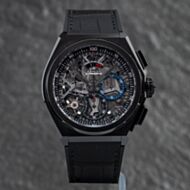 Pre-Owned ZENITH Mens Defy El Primero Skeleton Dial Black Leather Strap Watch 49.9000.9004/78.R582