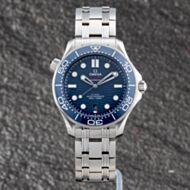 Pre-Owned OMEGA Mens Seamaster Blue Dial Silver Bracelet Watch 21030422003001