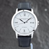 Pre-Owned Baume & Mercier Mens Classima White Dial Leather Strap Watch 10332