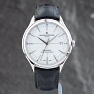 Pre-Owned Baume & Mercier Mens Clifton White Dial Leather Strap Watch 10518