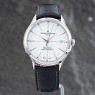 Pre-Owned Baume & Mercier Mens Clifton White Dial Leather Strap Watch 10569