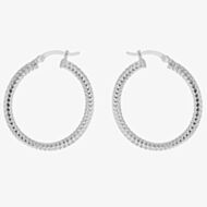 Sterling Silver 30mm Diamond-Cut Hoop Earrings 8.51.2389