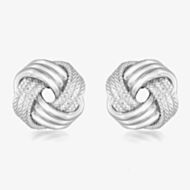 Sterling Silver 11mm Textured Knot Stud Earrings 8.55.6439