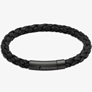 Unique Mens Black Braided Leather Bracelet B493BL/21CM
