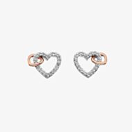 Hot Diamonds Silver & Rose Gold Plated Togetherness Open Heart Earrings DE606
