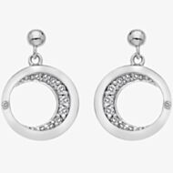 Hot Diamonds Celestial Sterling Silver White Topaz Moon Dropper Earrings DE687