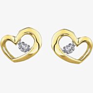 9ct Yellow Gold 0.10ct Diamond Heart Stud Earrings E3113YW/10-9